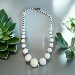 Gold and White Graduated Bead Necklace
